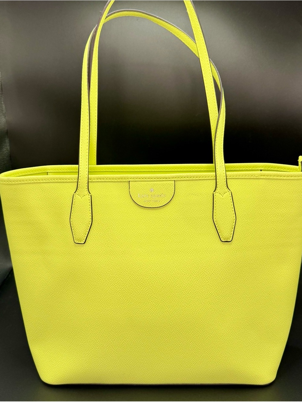 Kate Spade large leather tote bag in vibrant "Bosc Pear"